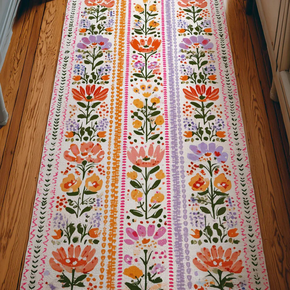 Flowers Dream Quilted Runner Rug | Flowers