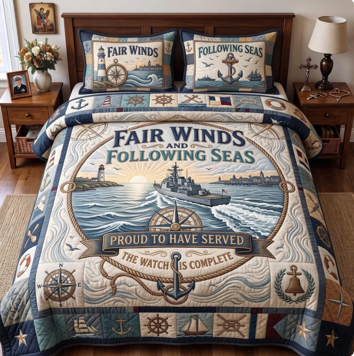 Fair Winds & Following Seas 3-Piece Quilted Bedding Set