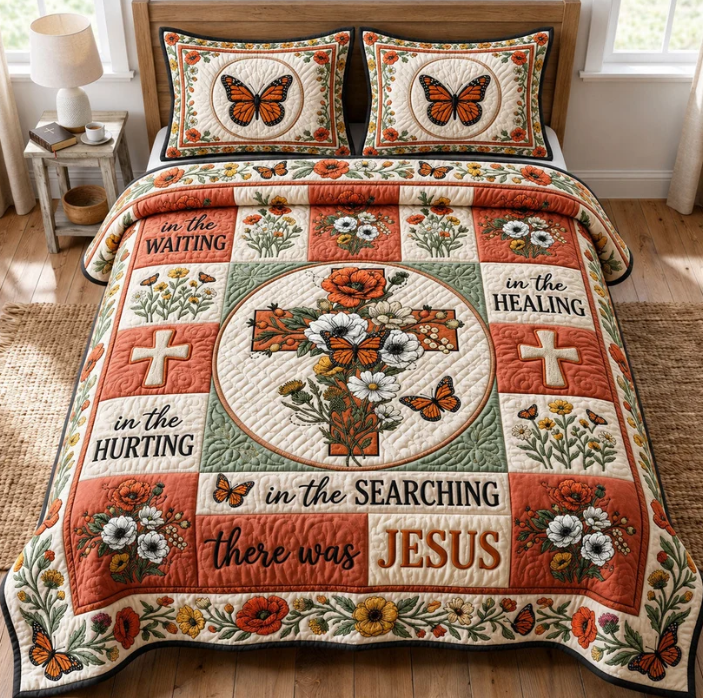 Jesus Healing 3-Piece Quilted Bedding Set