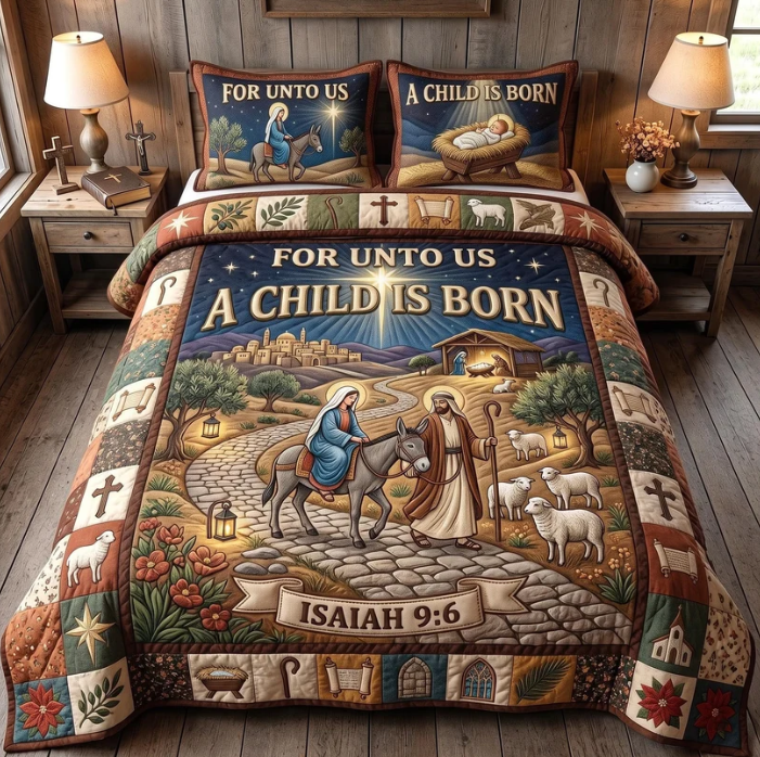 A Child Is Born 3-Piece Quilted Bedding Set
