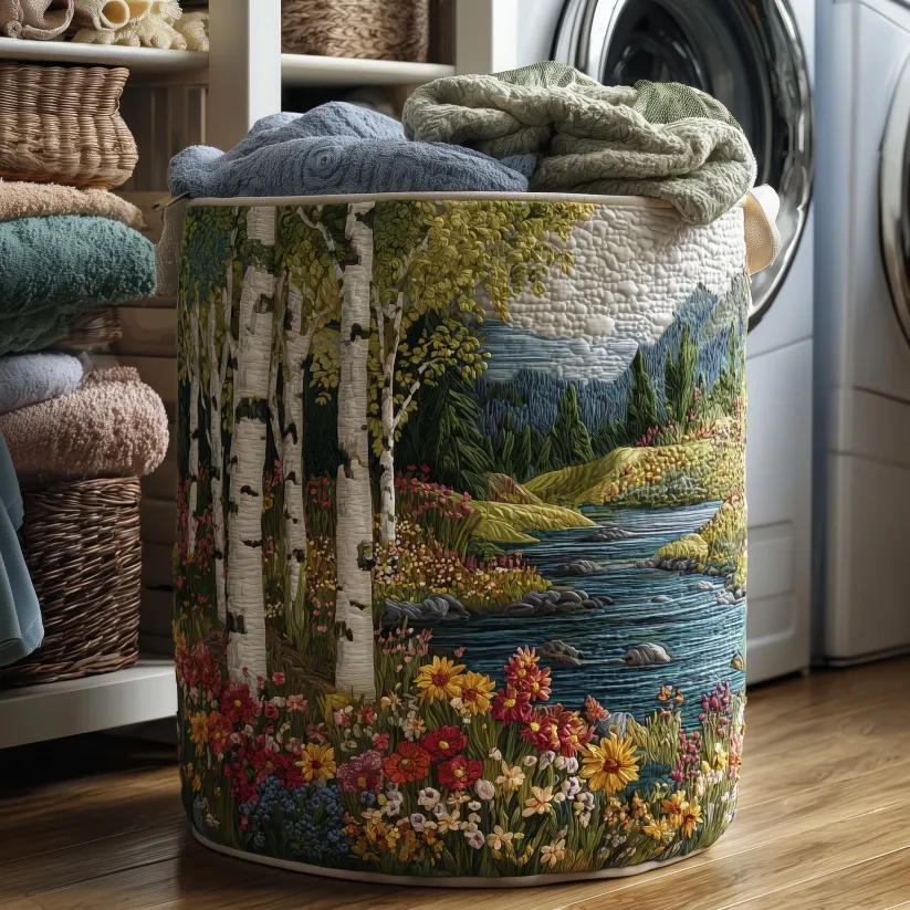 Hot Seller Quilted Laundry Basket | Animals oceans  forests