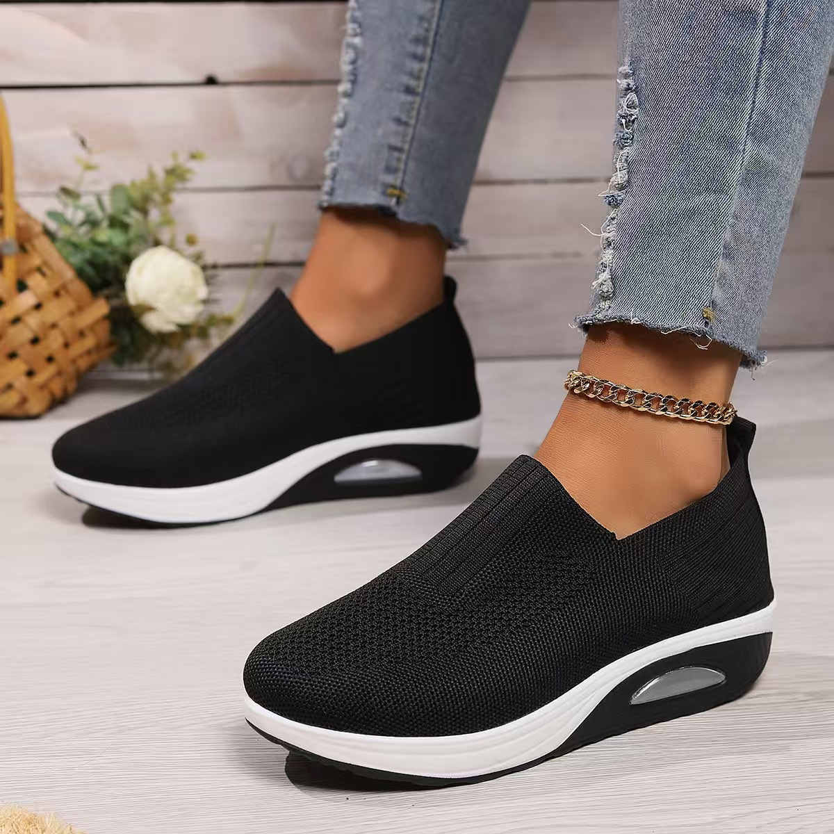 Slip-On Air Cushion Sneakers – Arch Support Comfort for All-Day Wear