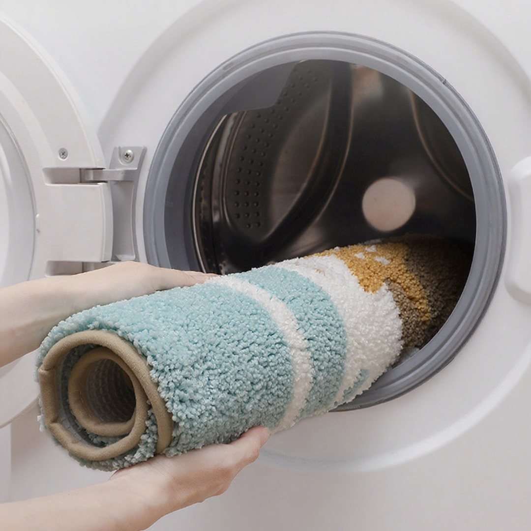 🔥 Last Day 45% OFF – Coastal Sandy Beach Faux Cashmere Flocked Rug – 3D Ocean Footprint Non-Slip Bath Mat