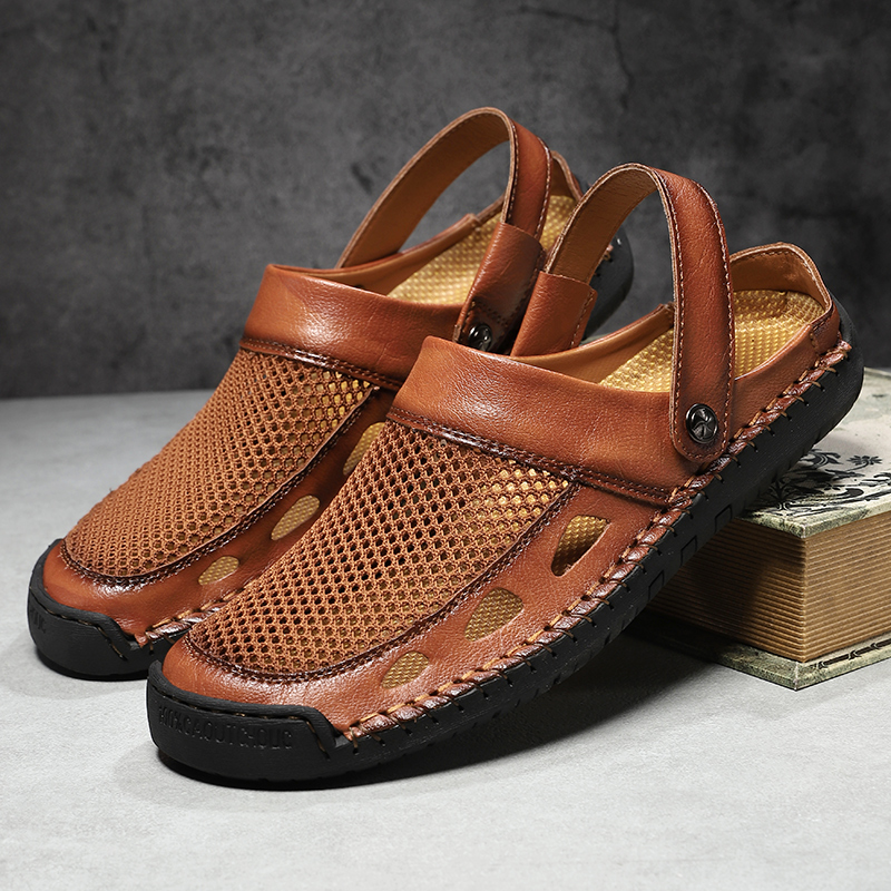 🔥Last Day 60% OFF🔥Men's Premium Leather Closed-Toe Sandals - Non-Slip Outdoor Summer Shoes