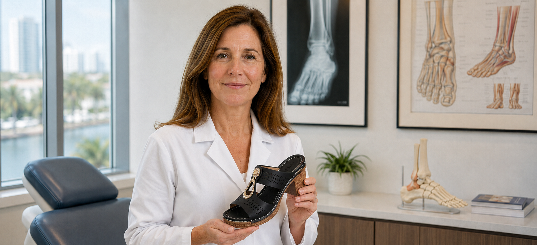 Suggested image: comparison showing painful thin dress sandals versus supportive rhinestone heel sandals