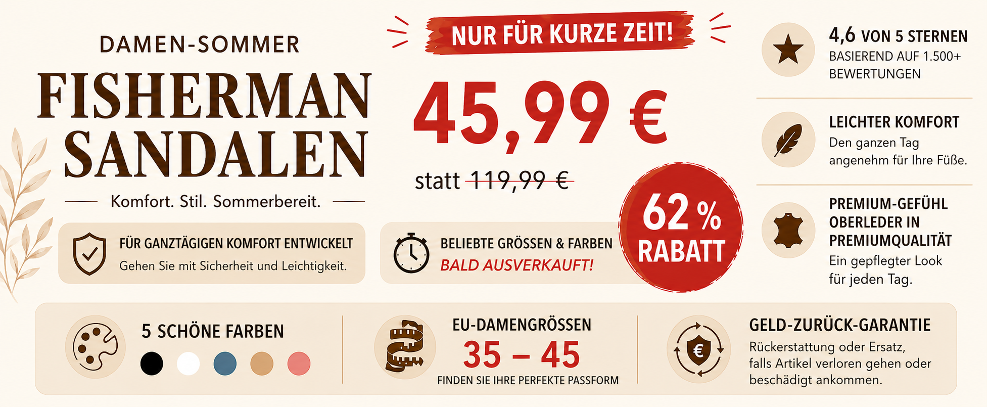 EU-Gr&ouml;&szlig;entabelle f&uuml;r Damen-Fisherman-Sandalen