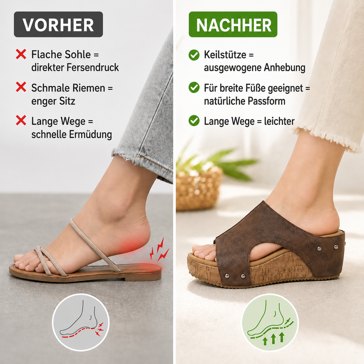 Korkinspirierte Sohle f&uuml;r weicheres Gehen