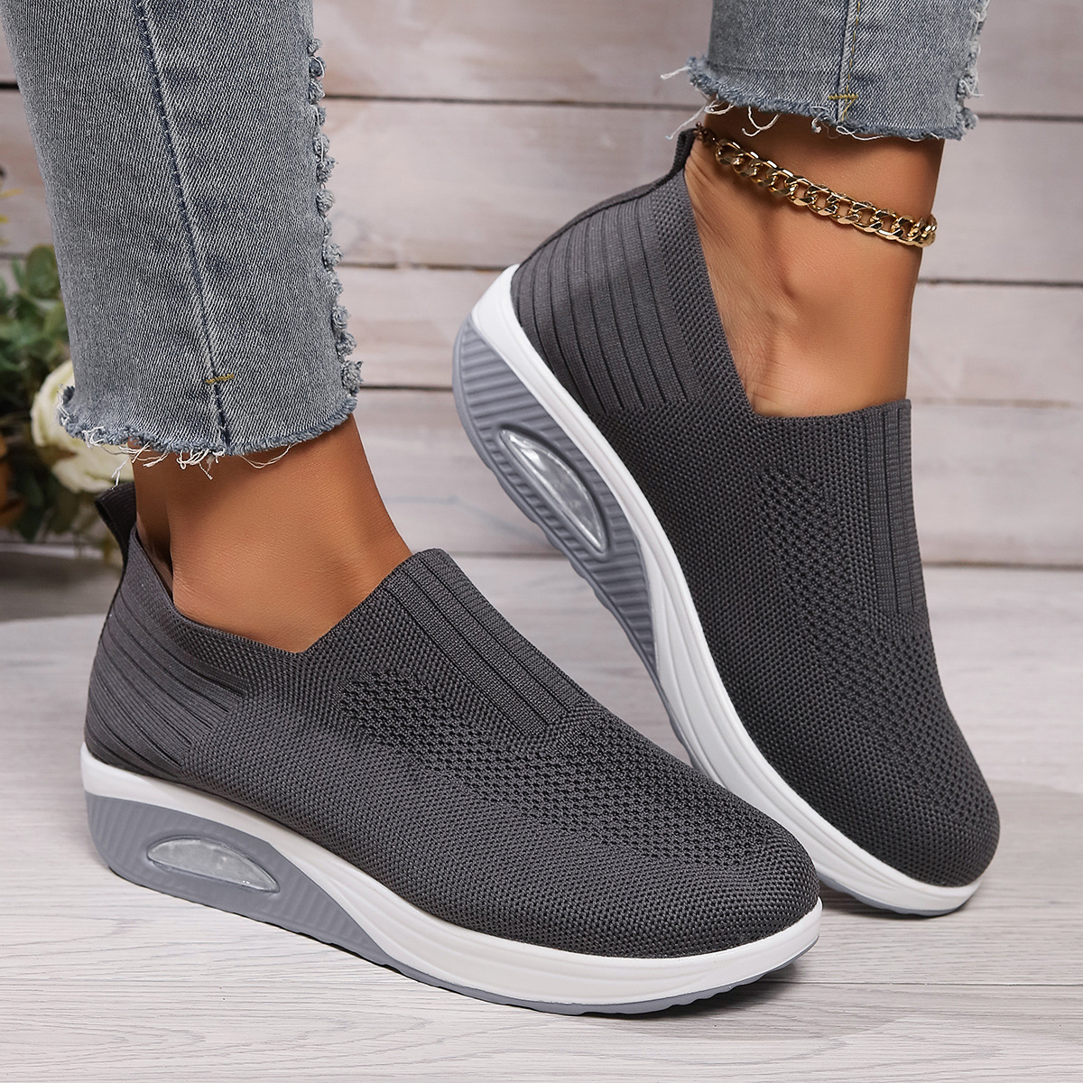 Slip-On Air Cushion Sneakers – Arch Support Comfort for All-Day Wear