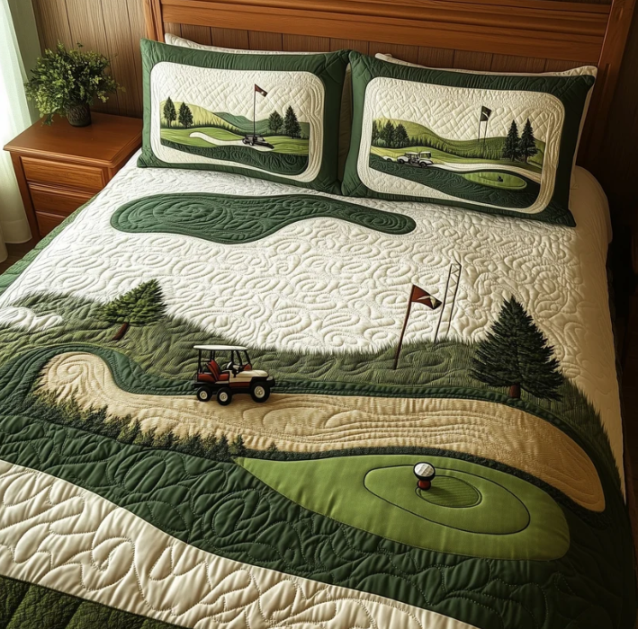 Golf Course 3-Piece Quilted Bedding Set