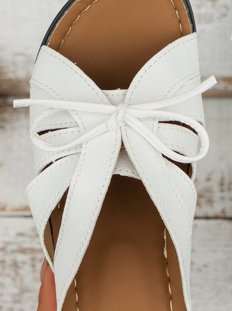 Casual bow-knot openwork comfortable wedge sandals