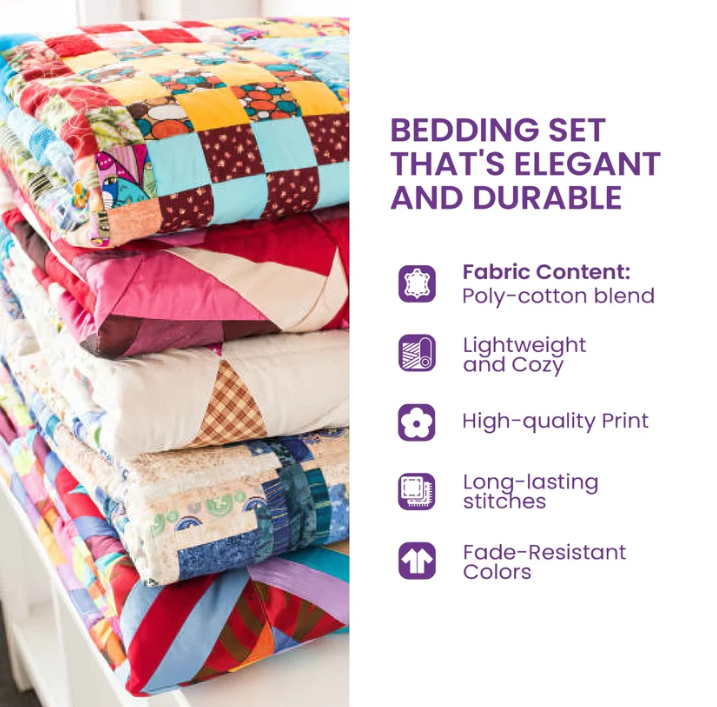 Vintage Floral Quilted Bedspread 3-Piece Set American Country Bedding