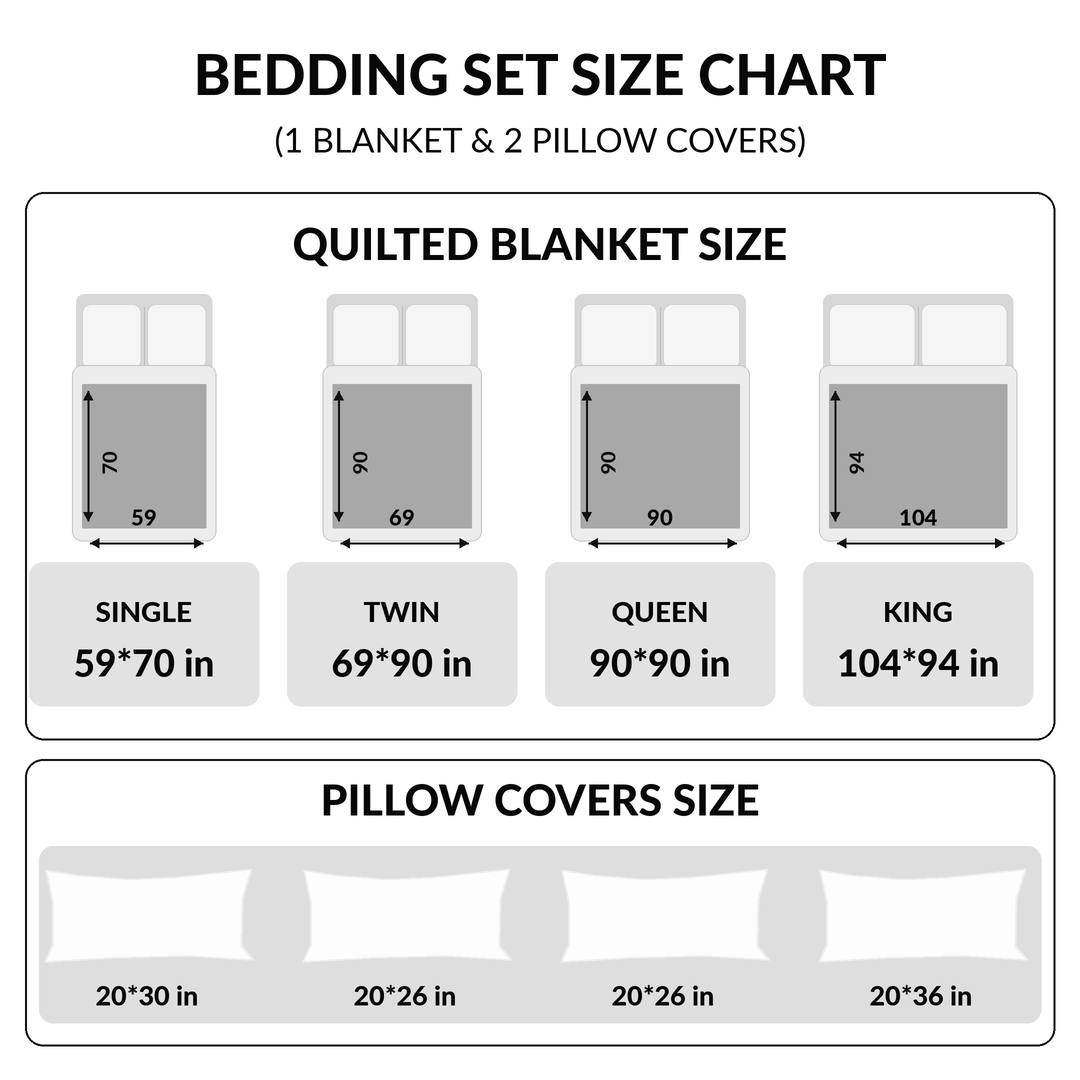 Original bedding set size guide and measurement reference
