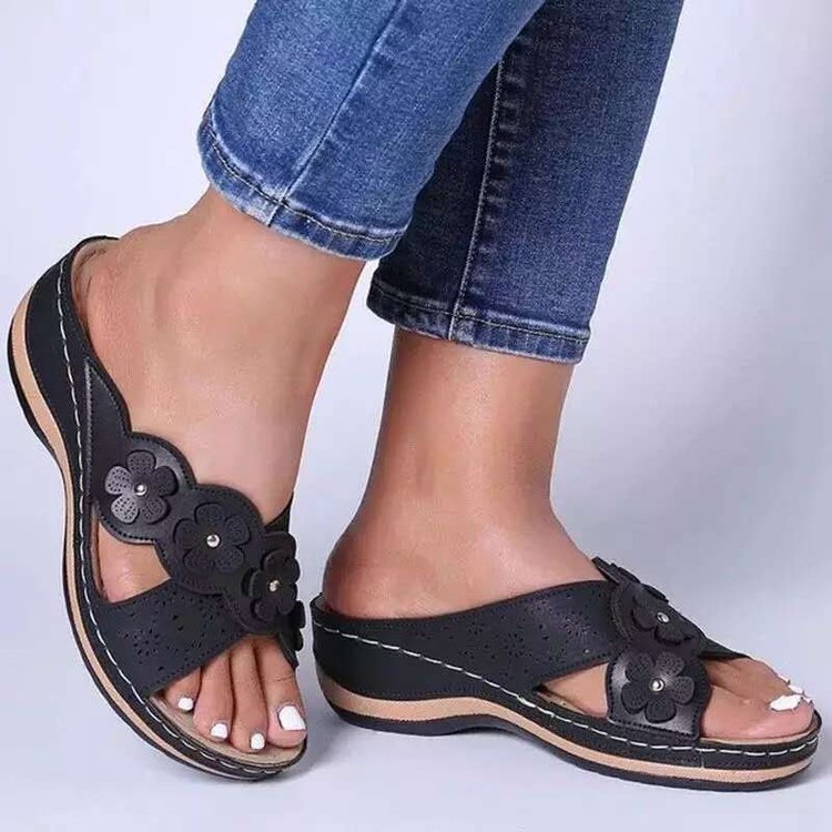 Womens Arch Support Floral Sandals Vintage Wedge Sandals