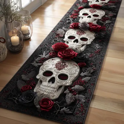 Fungus Skull Quilted Runner Rug  | Skull