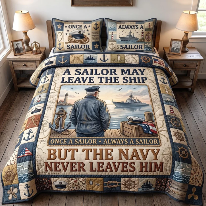 Once a Sailor 3-Piece Quilted Bedding Set