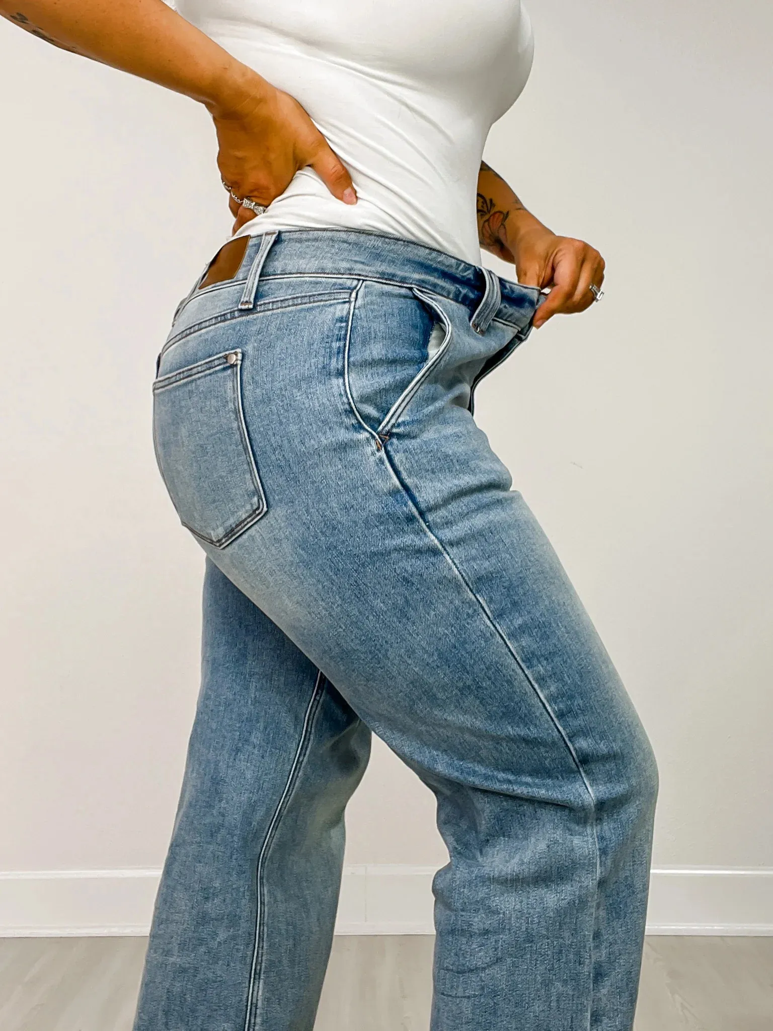 High Rise Double Button Wide Leg Jeans (Buy 2 Free Shipping)