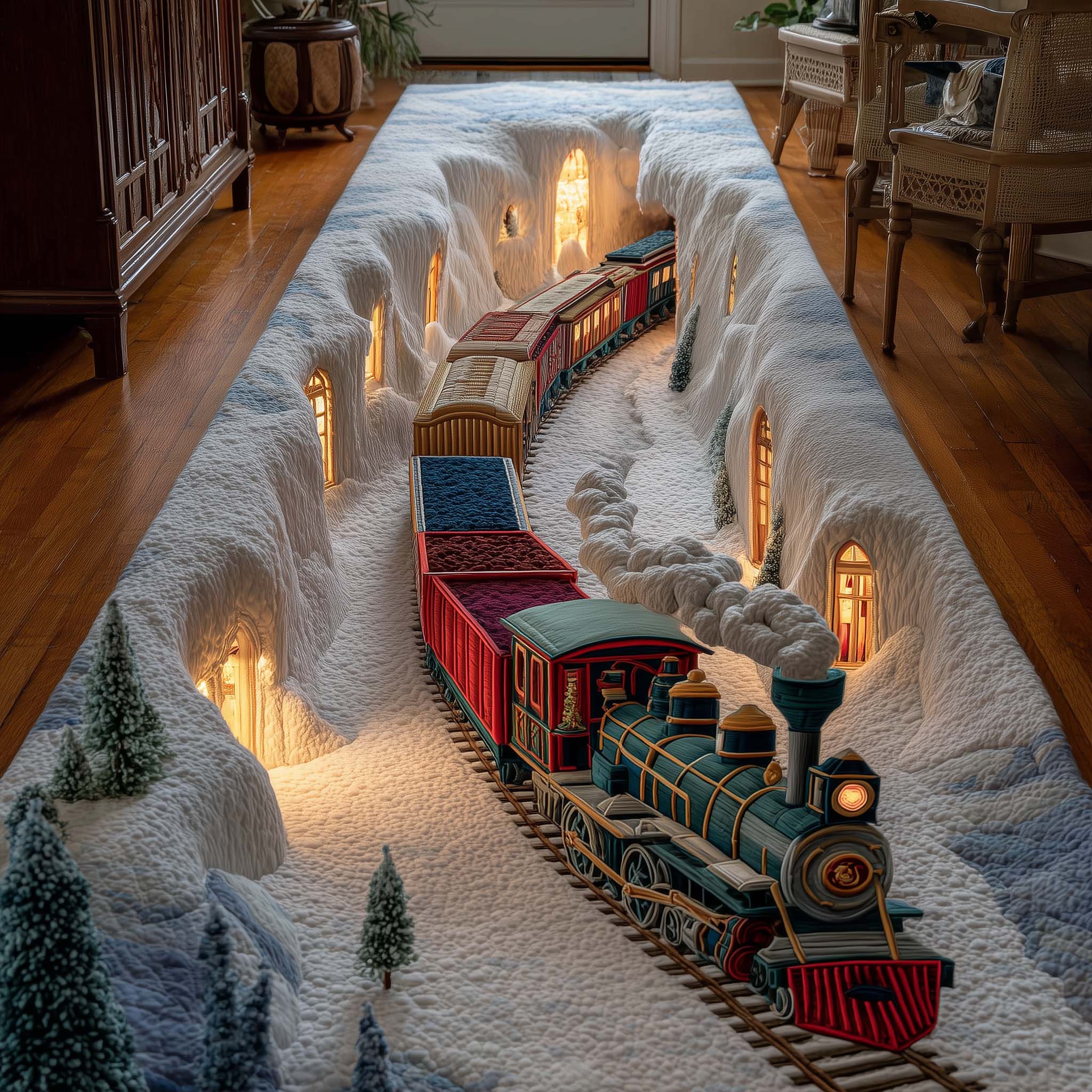 Winter Snowflake Nutcracker Quilted Runner (Hallway) – Festive Nutcracker Quilted Runner Rug