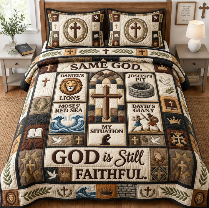 God Is Still Faithful 3-Piece Quilted Bedding Set