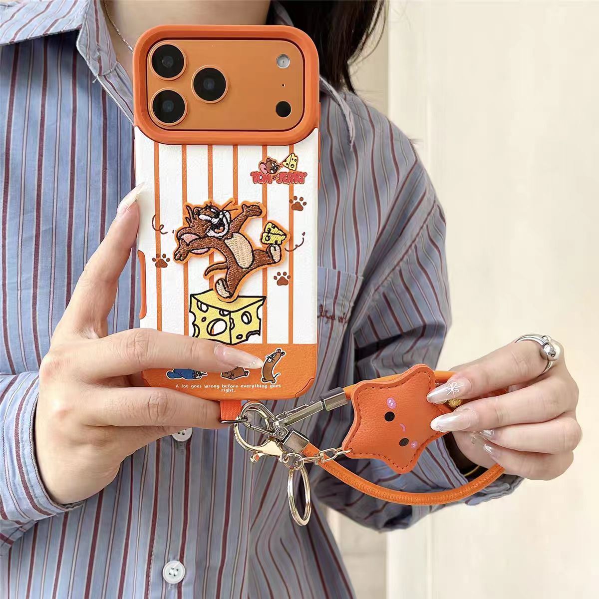 (Embroidery) Cat and Mouse - Couple Phone Case