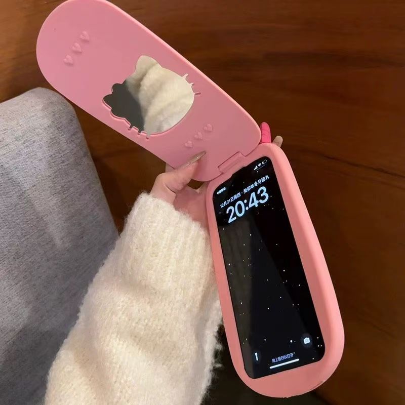 Pink Hello Kitty flip phone case (with mirror on the inside of the flip)
