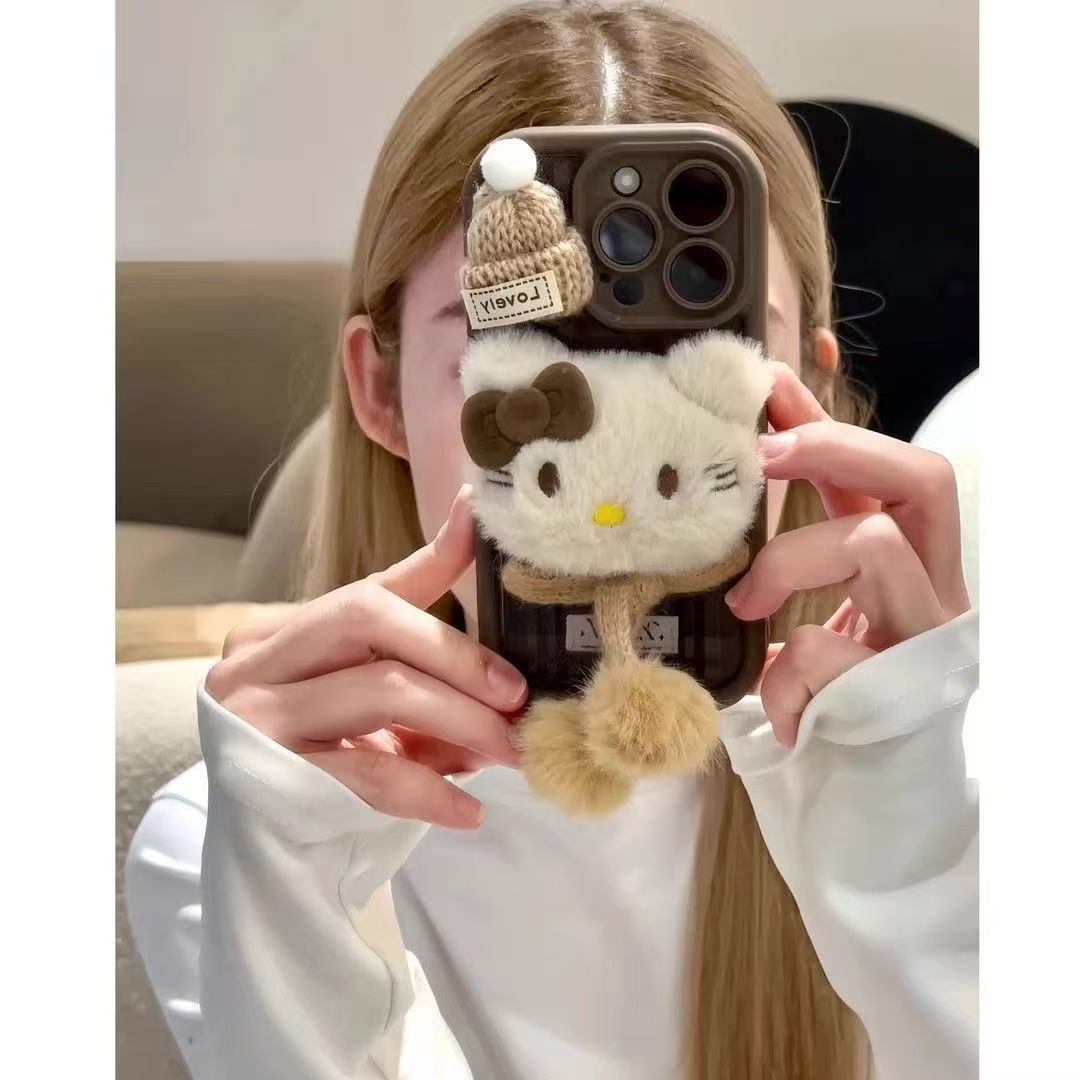 Plush Hello Kitty phone case