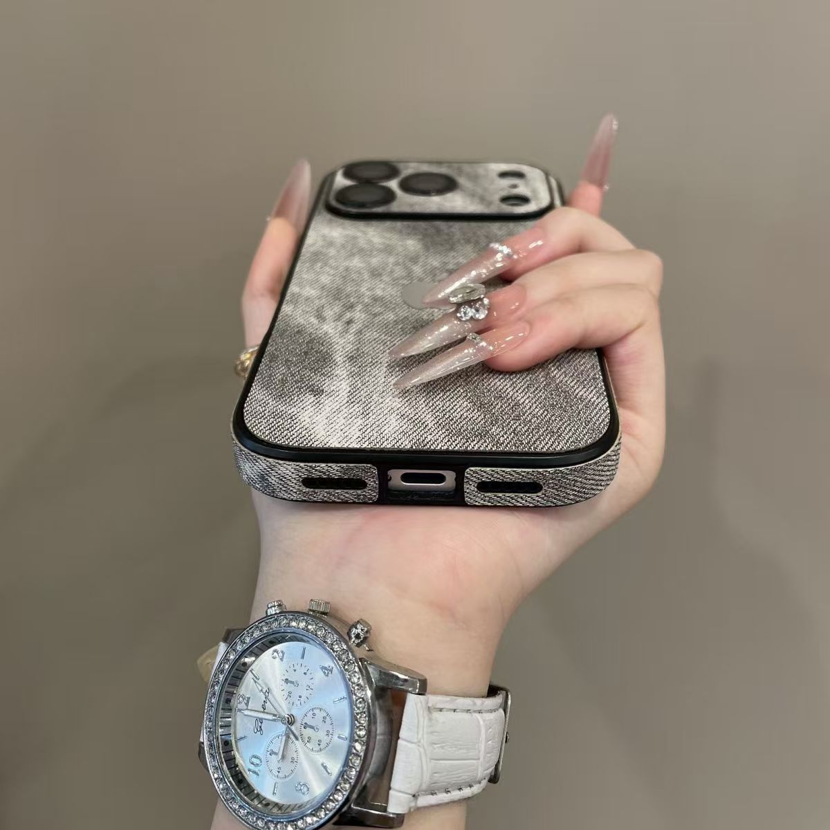 Fashion denim pattern fully wrapped phone case