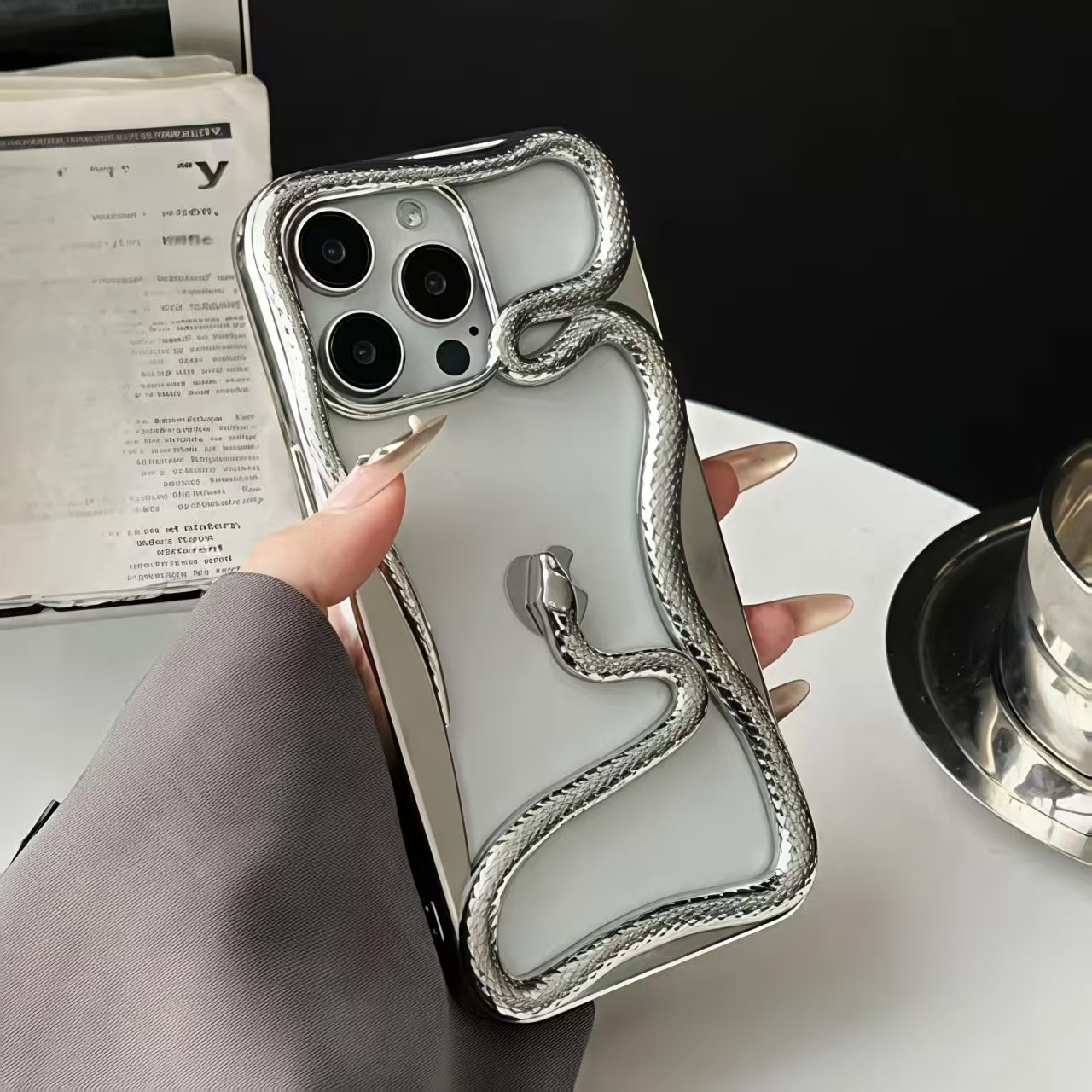 Metal plated hollow snake - phone case