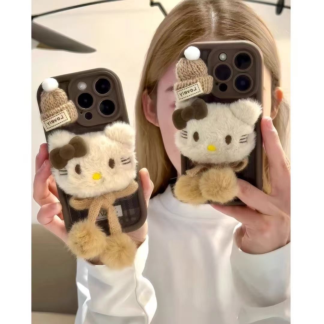 Plush Hello Kitty phone case