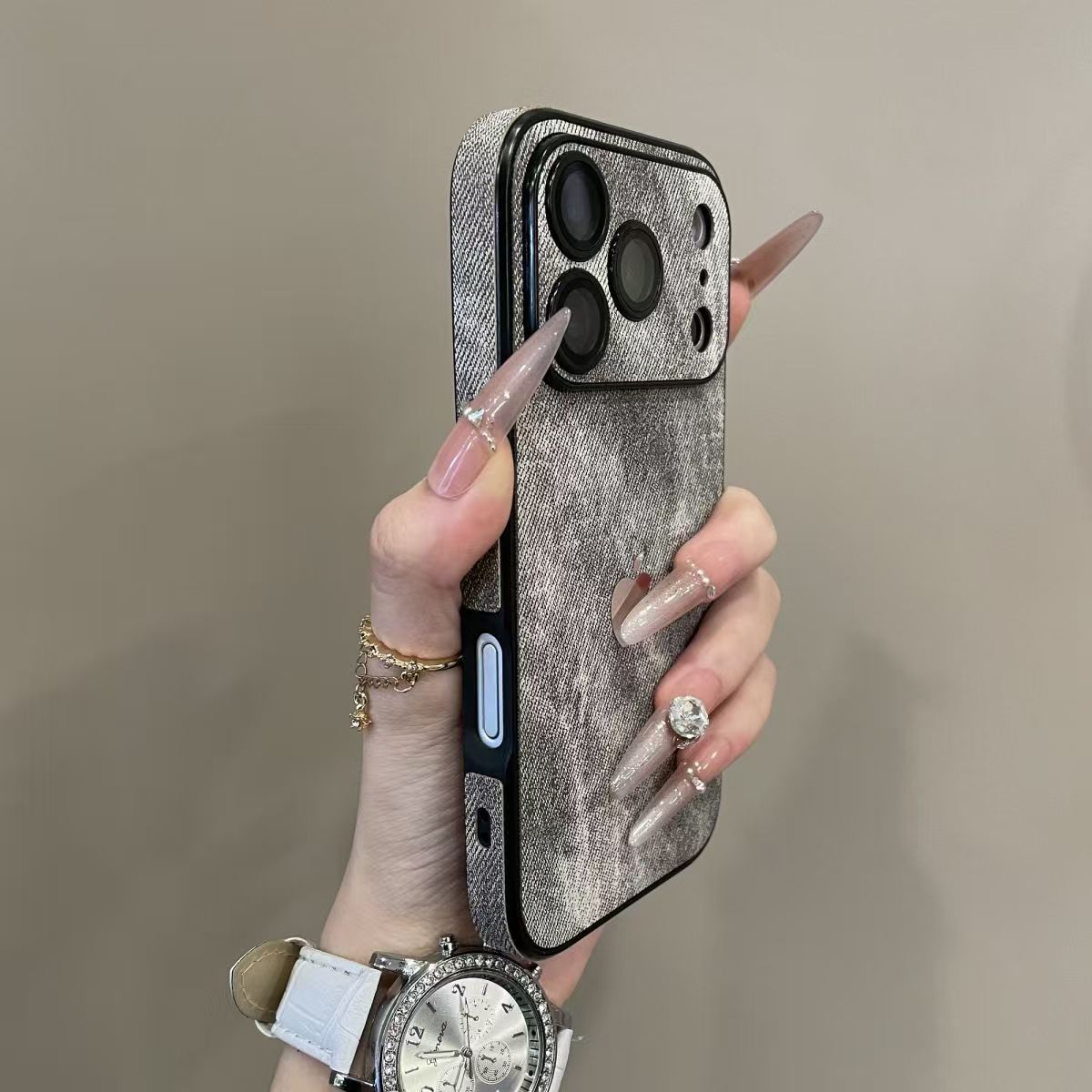 Fashion denim pattern fully wrapped phone case