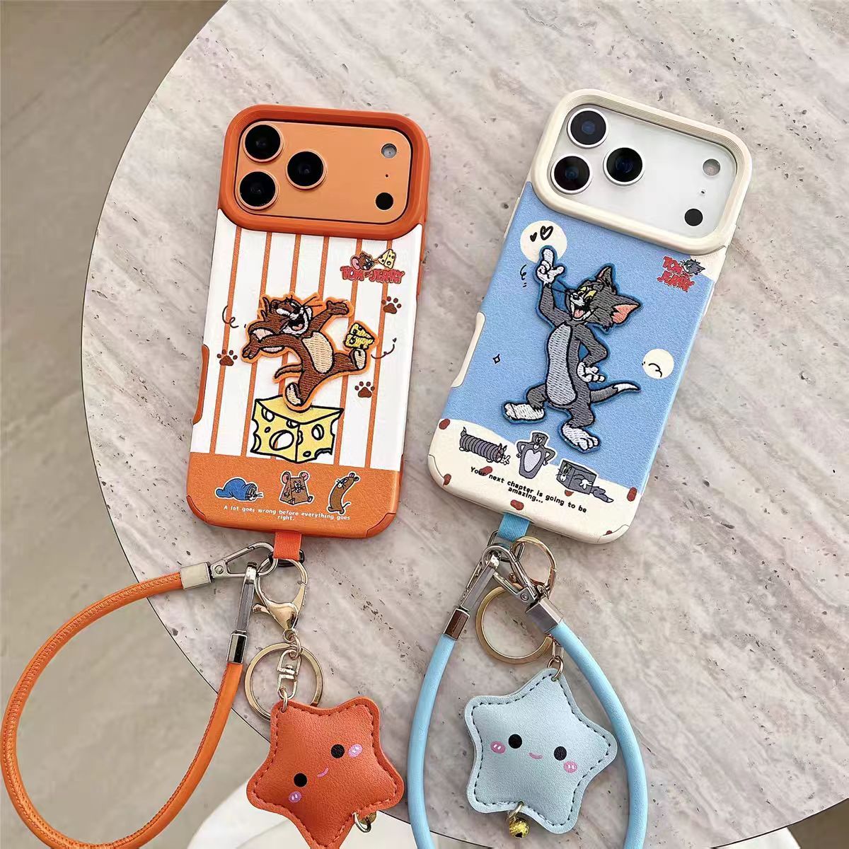 (Embroidery) Cat and Mouse - Couple Phone Case