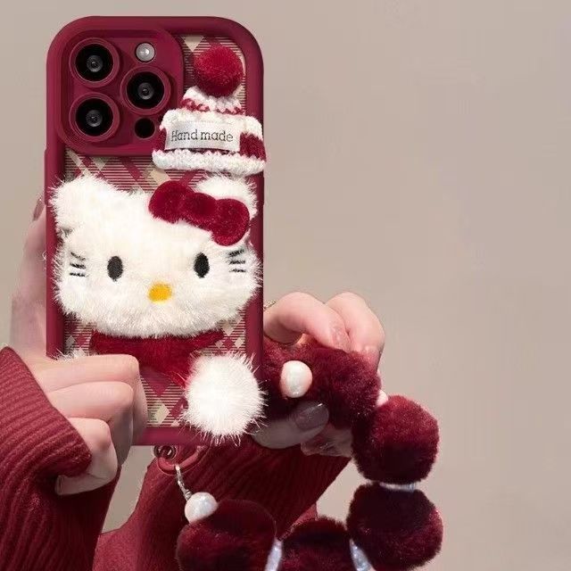 Plush Hello Kitty phone case