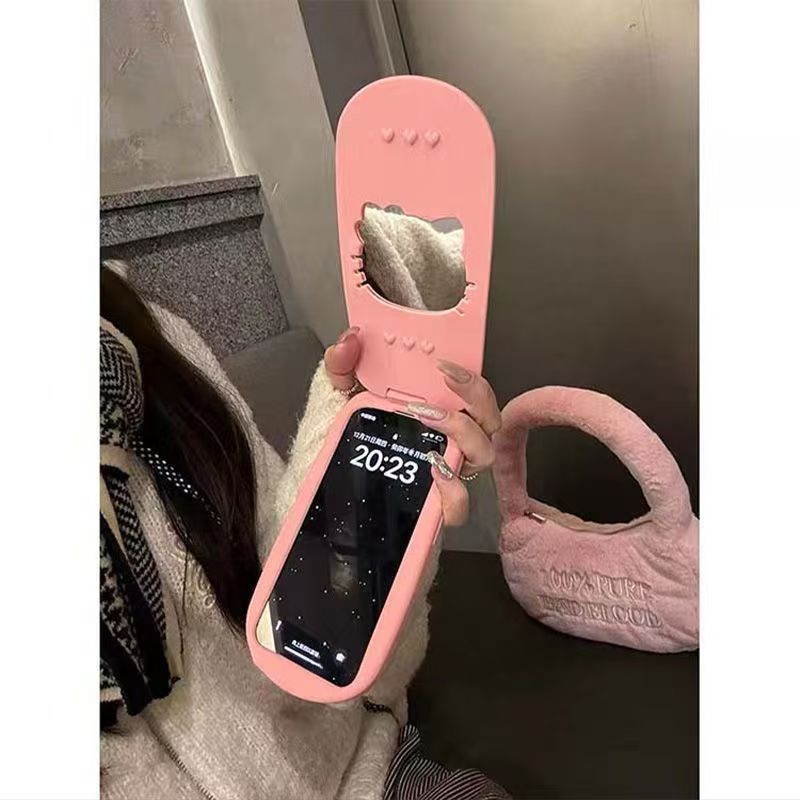 Pink Hello Kitty flip phone case (with mirror on the inside of the flip)
