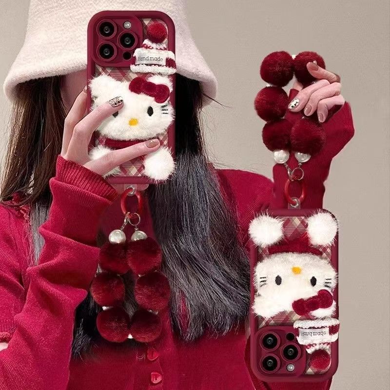 Plush Hello Kitty phone case