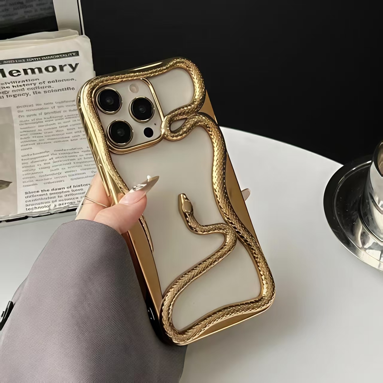 Metal plated hollow snake - phone case