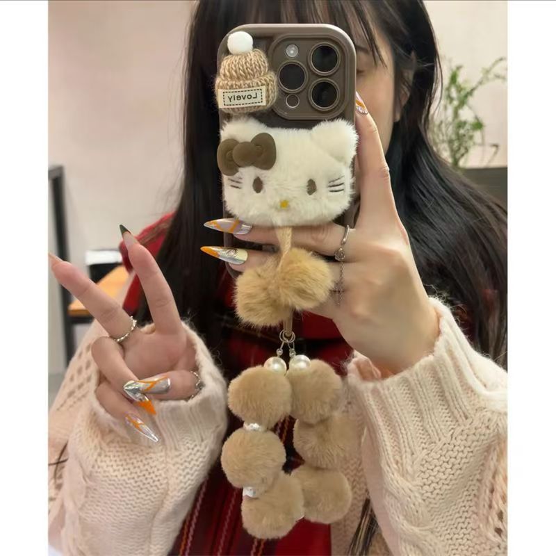 Plush Hello Kitty phone case