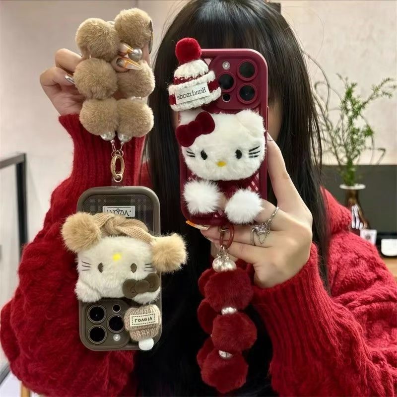 Plush Hello Kitty phone case