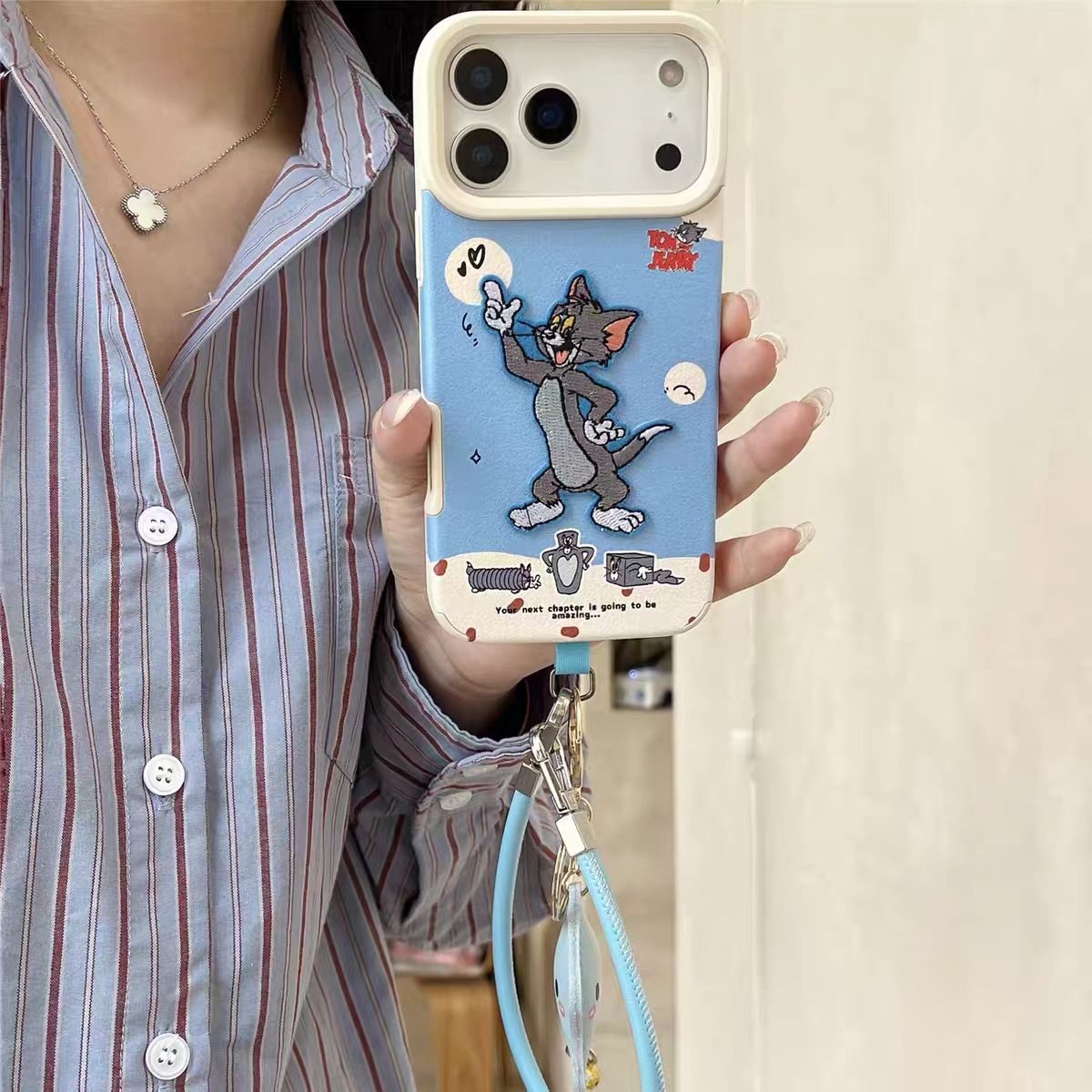 (Embroidery) Cat and Mouse - Couple Phone Case