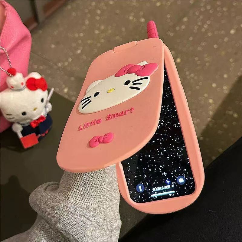 Pink Hello Kitty flip phone case (with mirror on the inside of the flip)