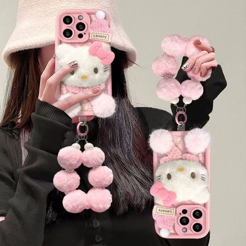 Plush Hello Kitty phone case