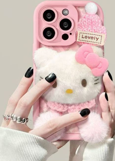 Plush Hello Kitty phone case