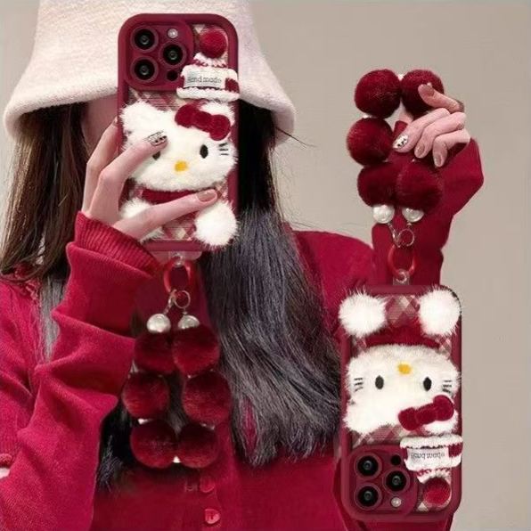 Plush Hello Kitty phone case