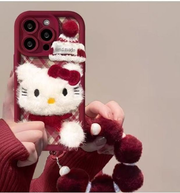 Plush Hello Kitty phone case