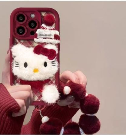 Plush Hello Kitty phone case