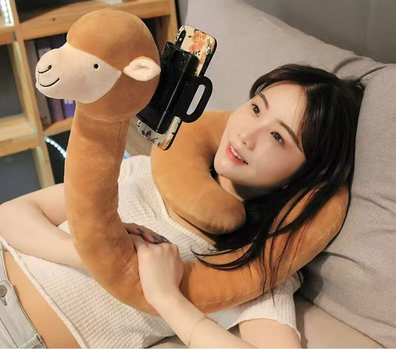 Alpaca U-shaped pillow neck protection, mobile phone stand, lazy bed, drama watching tool, multifunctional neck protection