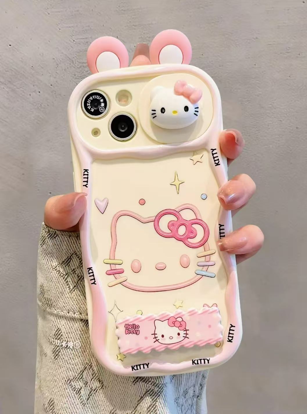 3D Small Ears Hello Kitty - Phone Case