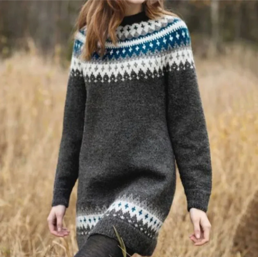 Ethnic style jacquard sweater Cross border ethnic style sweater knitted sweater-#287514