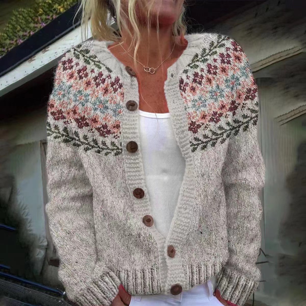 Ethnic style jacquard sweater Cross border ethnic style sweater knitted sweater-#287521