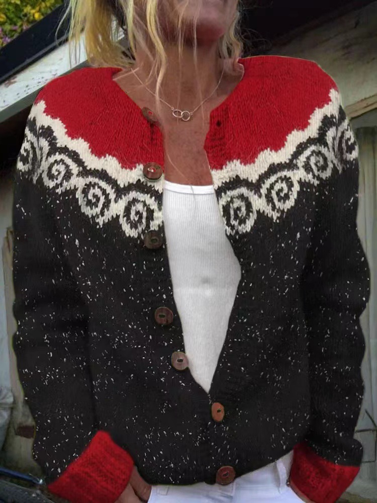 Ethnic style jacquard sweater Cross border ethnic style sweater knitted sweater-#287526