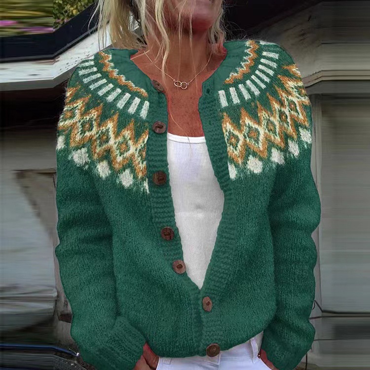 Ethnic style jacquard sweater Cross border ethnic style sweater knitted sweater-#287527