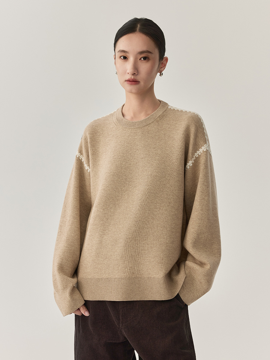 Autumn New Product Knitted Sweater Commuting Elegant Temperament Hoodie Women's Long Sleeve Round Neck Fashion Interior Sweater